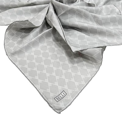 Belli Twill İpek Eşarp - 4031-87 Gümüş