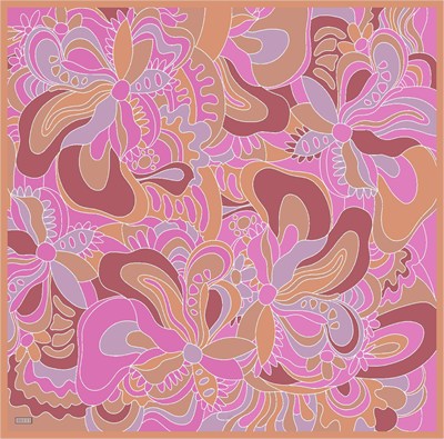 Belli Twill İpek Eşarp - 4032-54 Fuşya Turuncu
