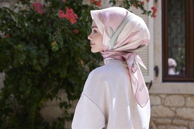 Belli Twill İpek Eşarp - 4035-11 Pudra
