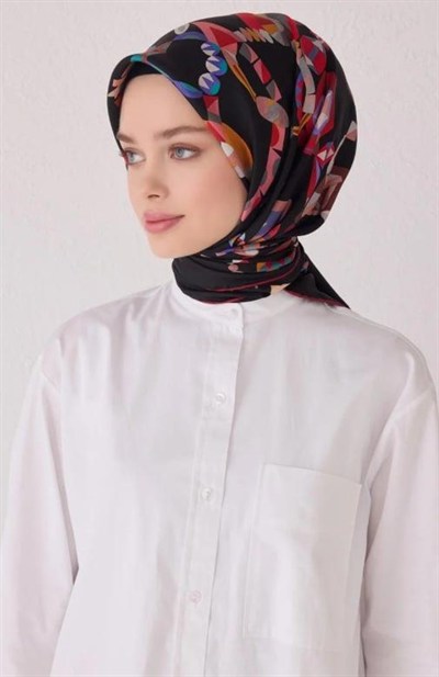 Belli Twill İpek Eşarp - 4036-84 Siyah