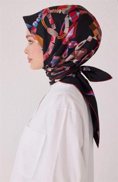 Belli Twill İpek Eşarp - 4036-84 Siyah