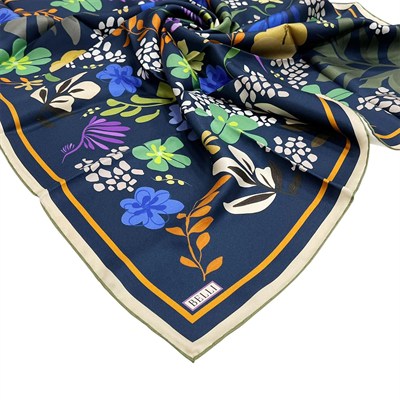 Belli Twill İpek Eşarp - 4043-31 Lacivert