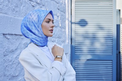 Belli Twill İpek Eşarp - 4058-08 Mor Mavi