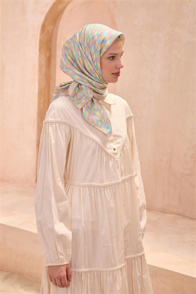 Belli Twill İpek Eşarp - 4103-55 Lila Sarı