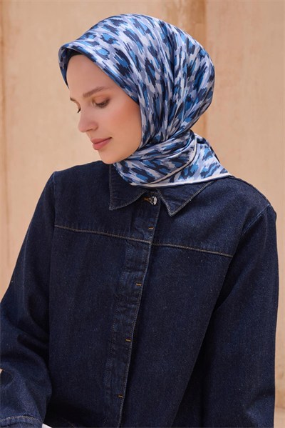 Belli Twill İpek Eşarp - 4103-83 Lacivert