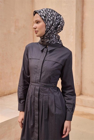 Belli İpek Eşarp - 4103-84 Siyah Twill