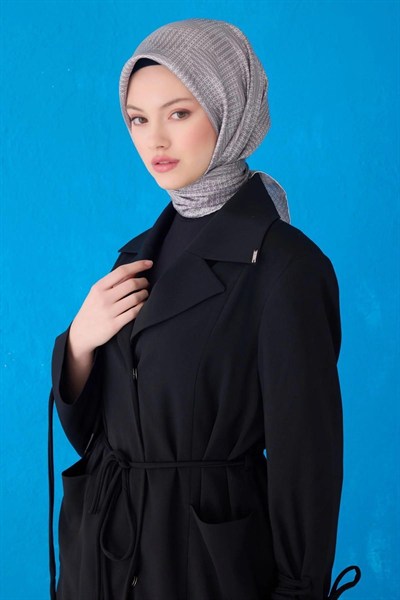 Belli Twill İpek Eşarp - 4104-60 Gri