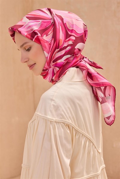 Belli İpek Eşarp - 4107-83 Pembe Sura Twill