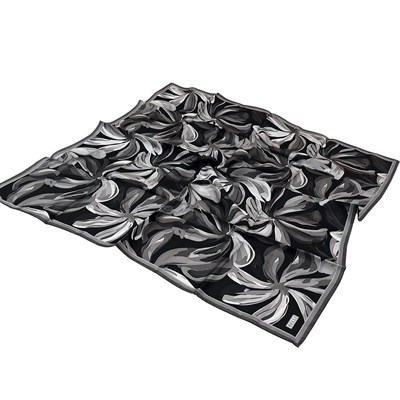 Belli Twill İpek Eşarp - 4107-85 Siyah Füme Twill