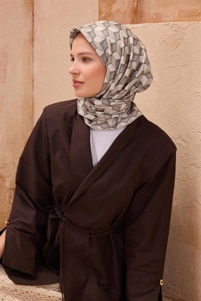 Belli Twill İpek Eşarp - 4112-01 Taş
