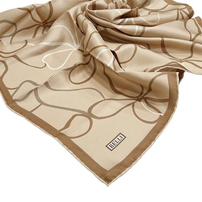 Belli Twill İpek Eşarp - 4113-58 Vizon