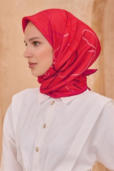 Belli Twill İpek Eşarp - 4113-84 Fuşya