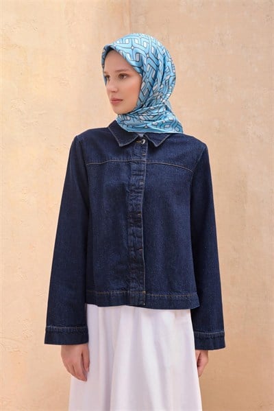 Belli Twill İpek Eşarp - 4118-32 Mavi