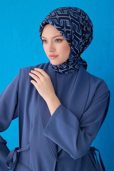 Belli Twill İpek Eşarp - 4118-81 Lacivert