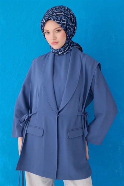 Belli Twill İpek Eşarp - 4118-81 Lacivert