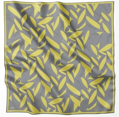 Belli Twill İpek Eşarp - 4123-57 Gri Sarı