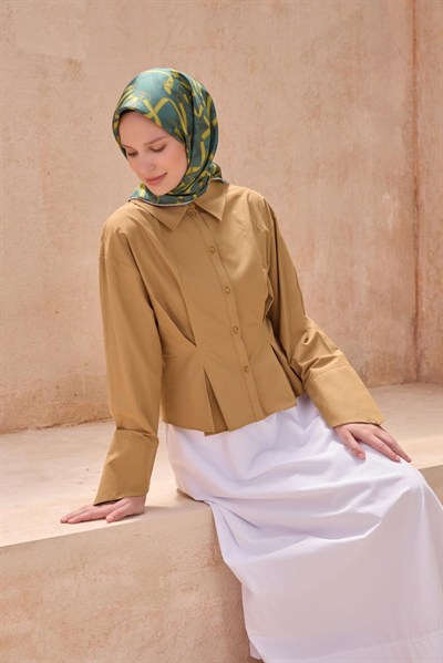 Belli Twill İpek Eşarp - 4125-50 Yeşil