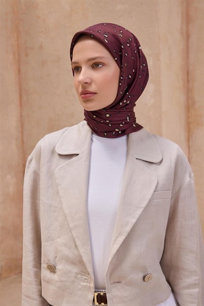 Belli Twill İpek Eşarp - 4126-36 Bordo