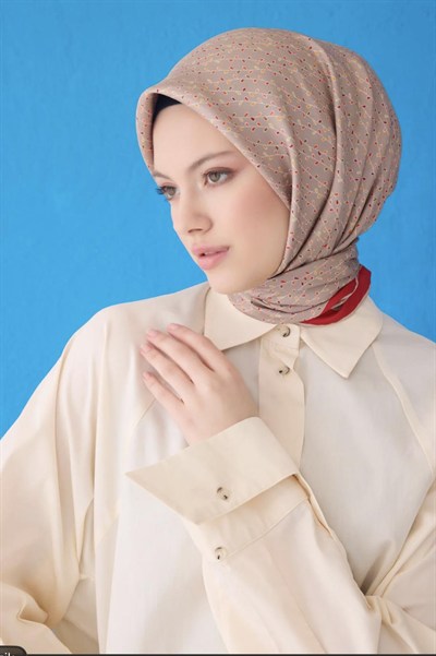 Belli Twill İpek Eşarp - 4128-35 Vizon
