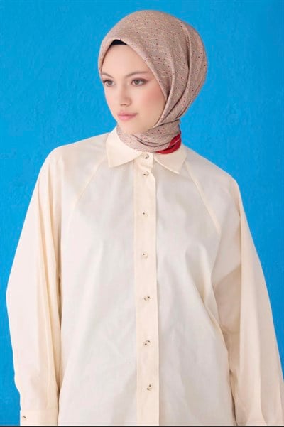 Belli Twill İpek Eşarp - 4128-35 Vizon