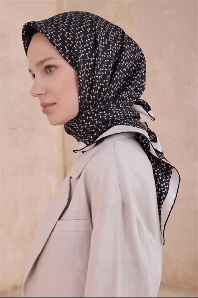 Belli Twill İpek Eşarp - 4128-85 Siyah