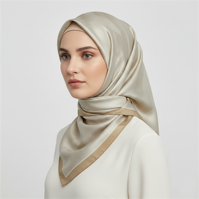 Belli Twill İpek Eşarp - 4201-31 Bej