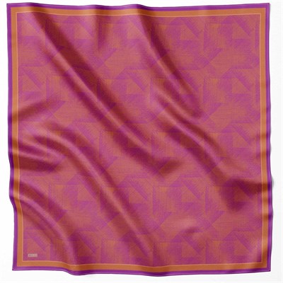 Belli Twill İpek Eşarp - 4201-36 Turuncu Mor