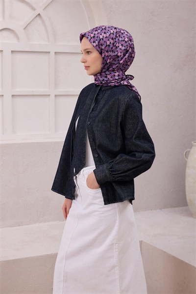 Belli Twill İpek Eşarp - 4204-89 Mor