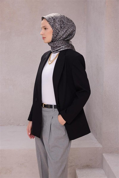 Belli Twill İpek Eşarp - 4208-07 Siyah