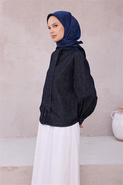 Belli Twill İpek Eşarp - 4209-53 Lacivert