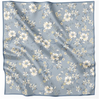 Belli Twill İpek Eşarp - 4210-52 İndigo Twill