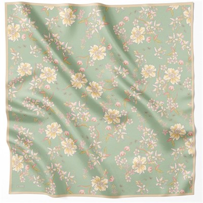 Belli Twill İpek Eşarp - 4210-58 Su Yeşili Twill