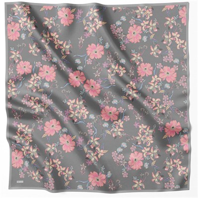 Belli Twill İpek Eşarp - 4210-83 Gri Twill