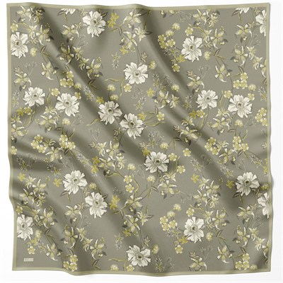 Belli Twill İpek Eşarp - 4210-87 Haki Twill