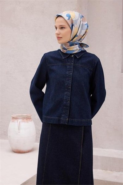 Belli Twill İpek Eşarp - 4213-58 İndigo