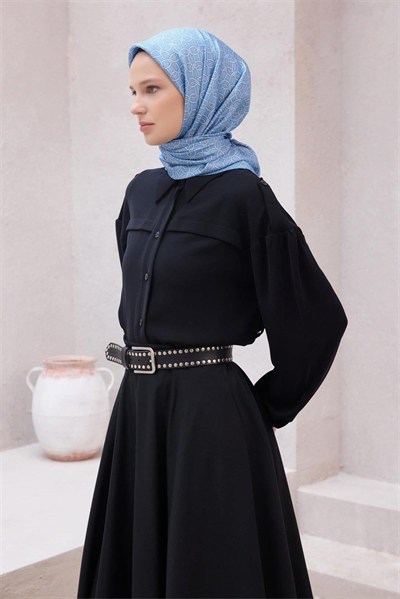 Belli İpek Eşarp - 4215-08 İndigo Twill