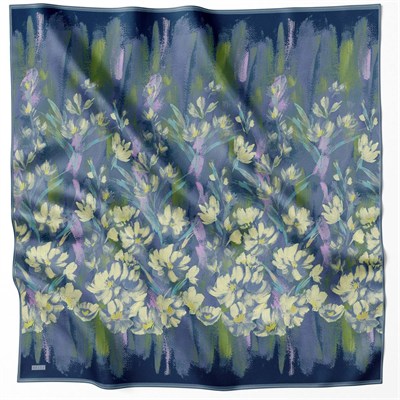 Belli Twill İpek Eşarp - 4217-80 Lacivert