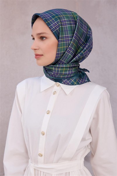 Belli Twill İpek Eşarp - 4218-50 Yeşil