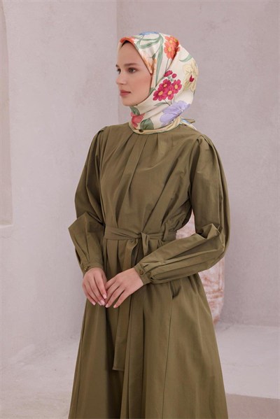 Belli Twill İpek Eşarp - 4219-52 Krem
