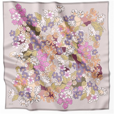 Belli Twill İpek Eşarp - 4220-31 Gri Pembe