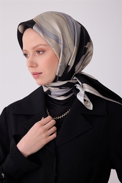 Belli Twill İpek Eşarp - 4303-85 Siyah
