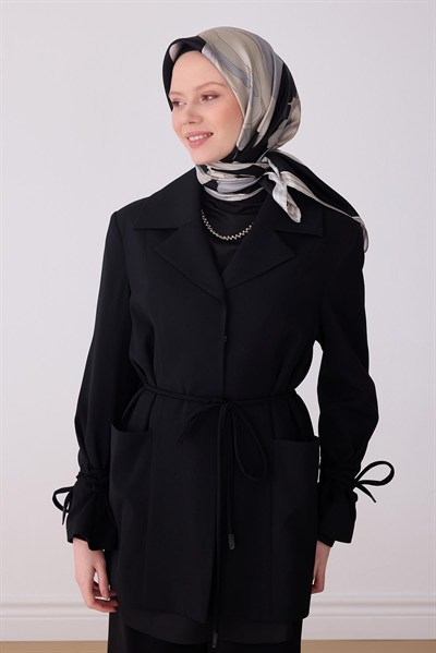Belli Twill İpek Eşarp - 4303-85 Siyah