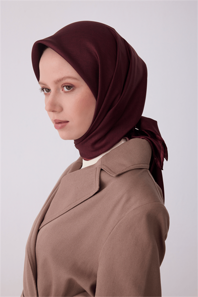 Belli Twill İpek Eşarp - 4305-03 Bordo