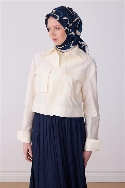 Belli Twill İpek Eşarp - 4309-34 Lacivert