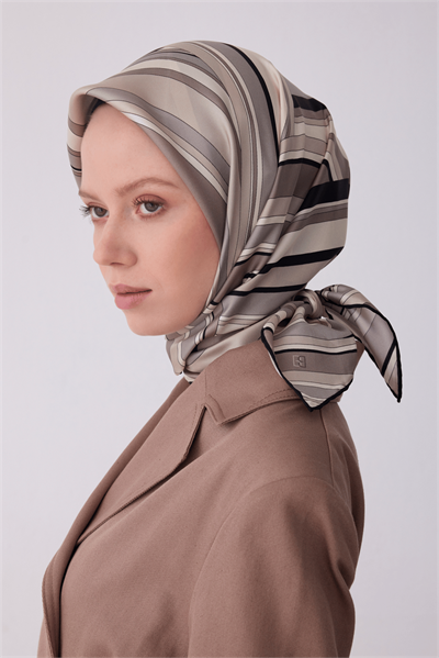 Belli Twill İpek Eşarp - 4311-04 Gri