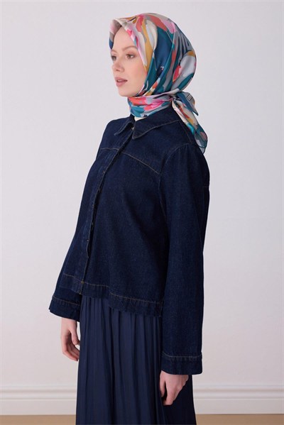 Belli Twill İpek Eşarp - 4315-82 Petrol Yeşili