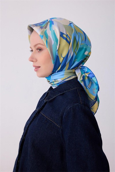 Belli Twill İpek Eşarp - 4315-83 Turkuaz