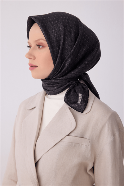 Belli Twill İpek Eşarp - 4317-86 Siyah