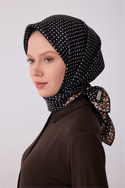 Belli İpek Eşarp - 4326-02 Siyah Twill