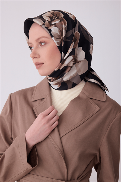Belli Twill İpek Eşarp - 4330-01 Siyah